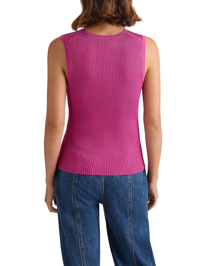 Polly Rib Knit Tank in Pomegranate image 2