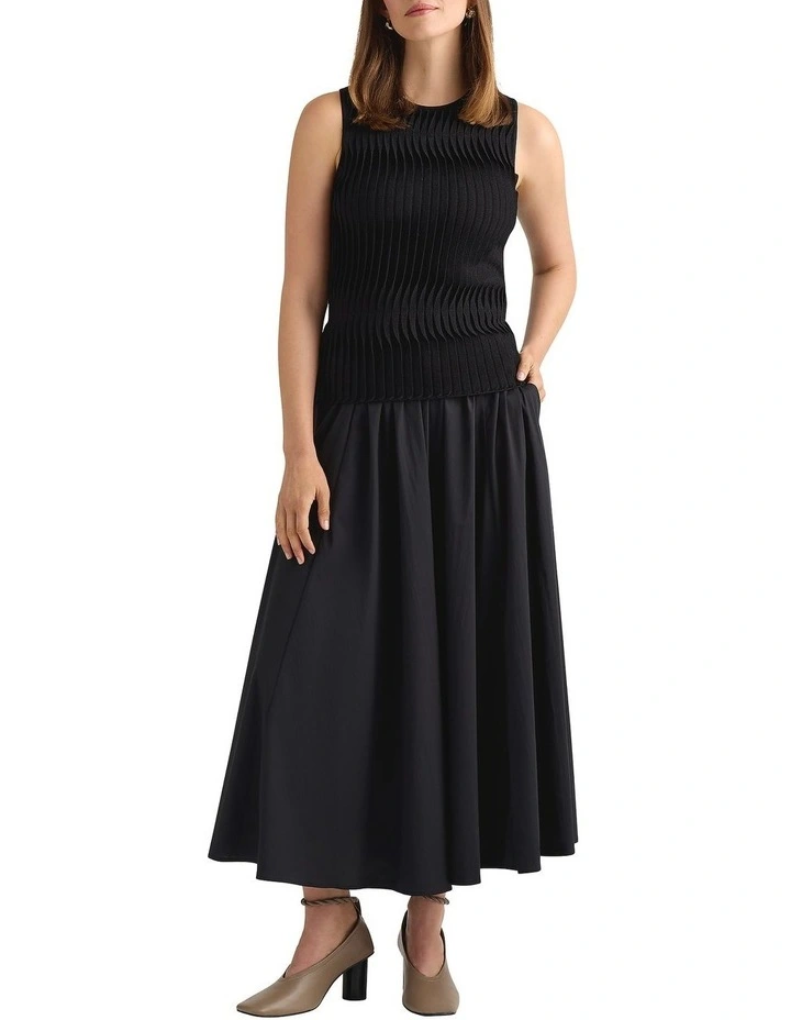 Pip Pleat Front Knit Top in Black image 1