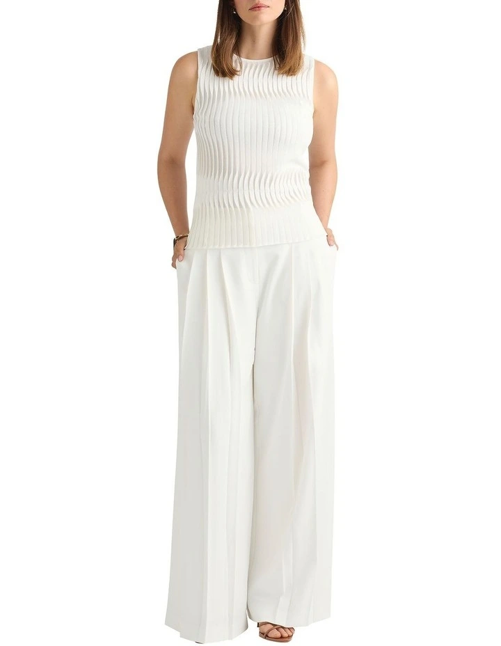 Pip Pleat Front Knit Top in Ivory image 1