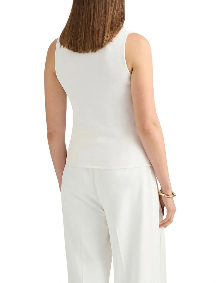 Pip Pleat Front Knit Top in Ivory image 4