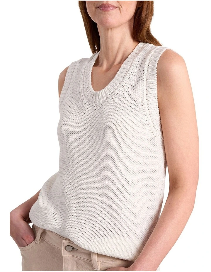 Milana Cotton Knit Tank in Ivory image 1