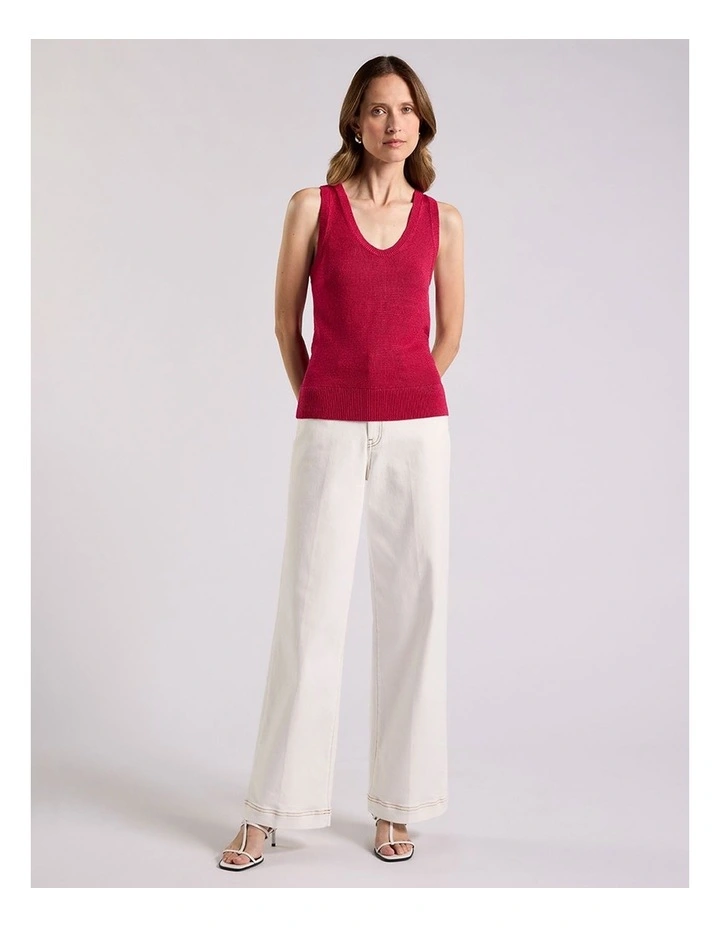 Lorez Linen Blend Tank in Beetroot image 1