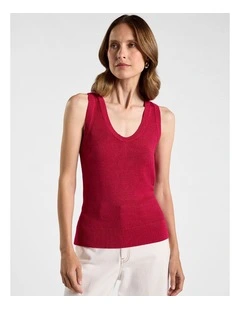 Lorez Linen Blend Tank in Beetroot