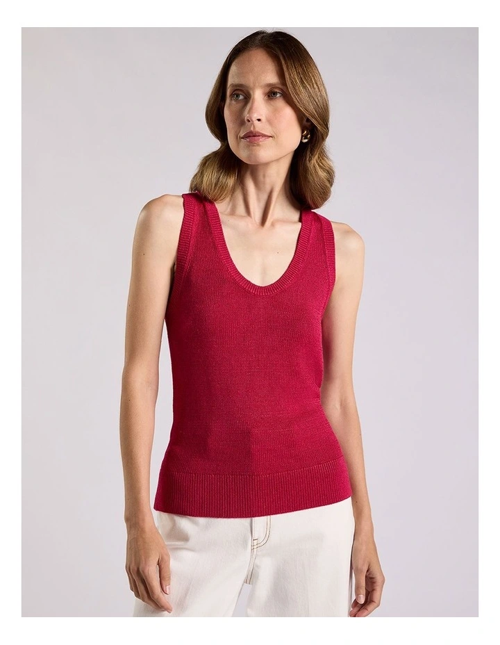 Lorez Linen Blend Tank in Beetroot image 2