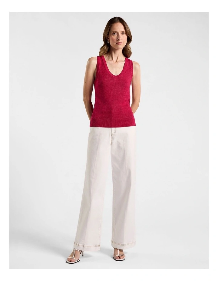 Lorez Linen Blend Tank in Beetroot image 2