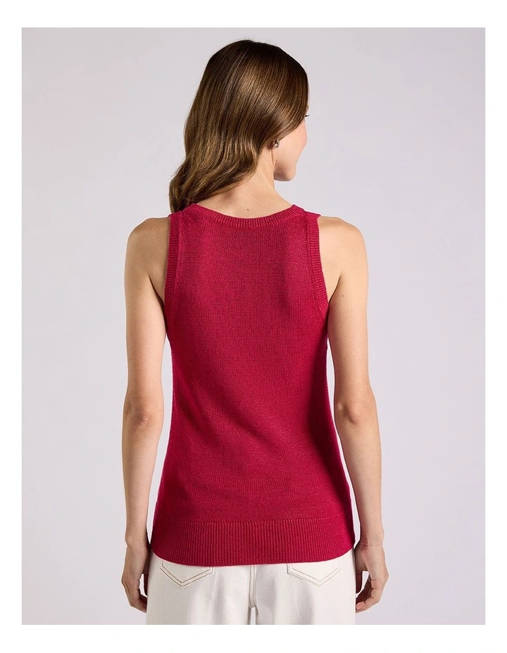 Lorez Linen Blend Tank in Beetroot image 3