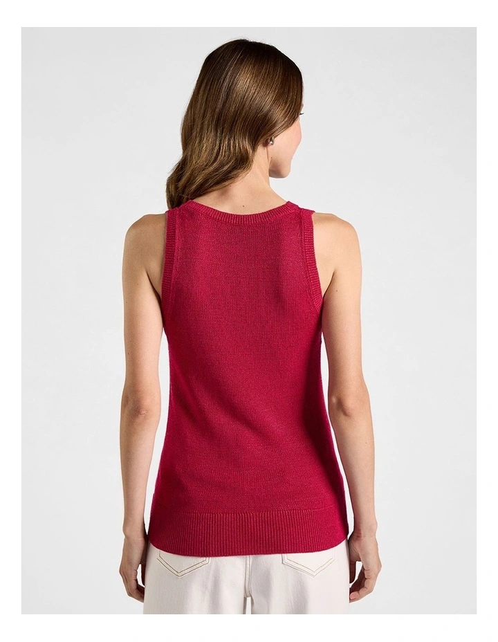 Lorez Linen Blend Tank in Beetroot image 3