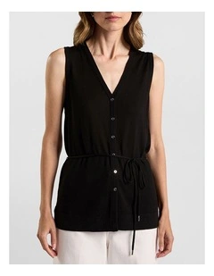 Jordan Silk Blend Knit Vest in Black