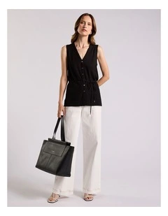 Jordan Silk Blend Knit Vest in Black