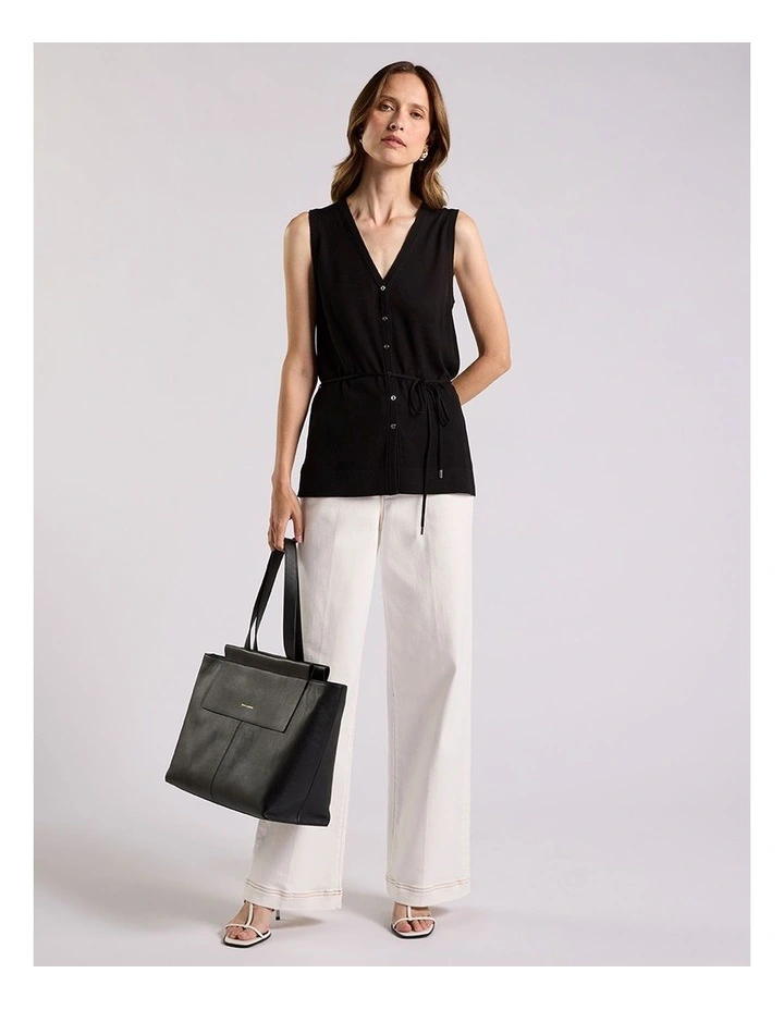Jordan Silk Blend Knit Vest in Black image 1