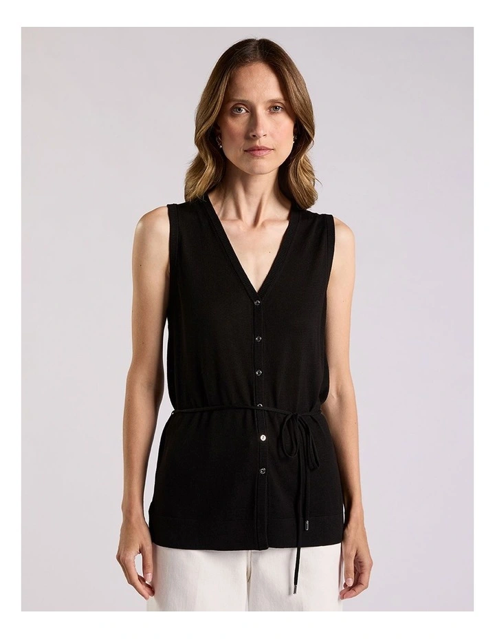 Jordan Silk Blend Knit Vest in Black image 2