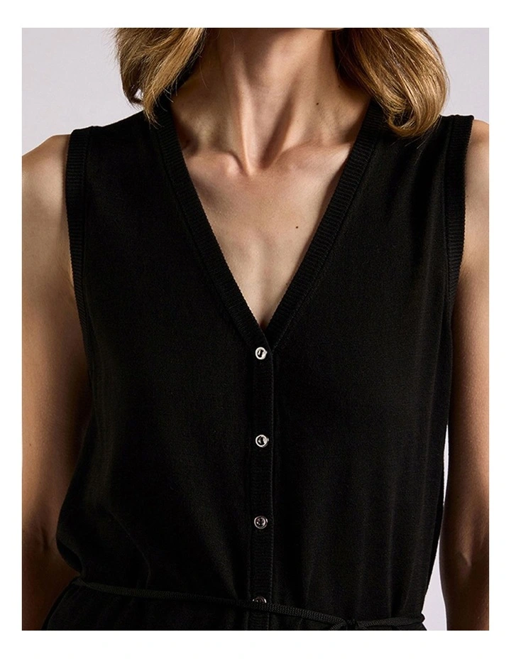 Jordan Silk Blend Knit Vest in Black image 3