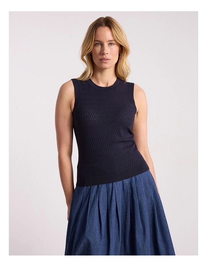 Allegra Knit Tank in Navy image 2