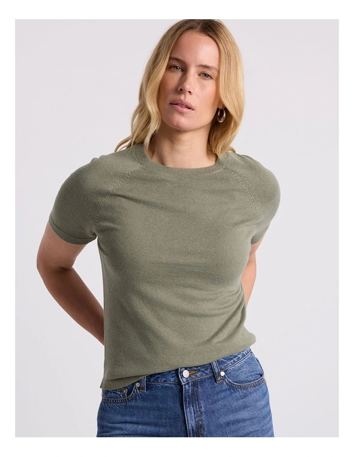 Aurdrie Linen Blend Knit in Oregano Green image 2