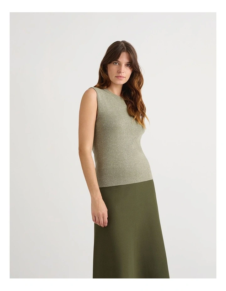 Gail Shimmer Knit Tank in Elm Sparkle image 2