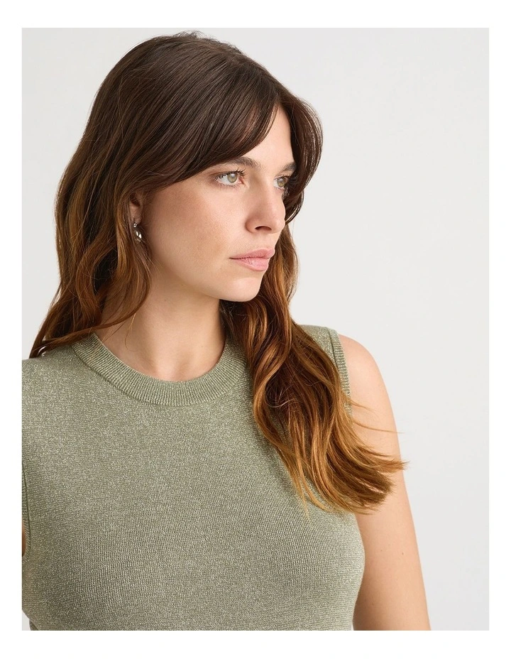 Gail Shimmer Knit Tank in Elm Sparkle image 4