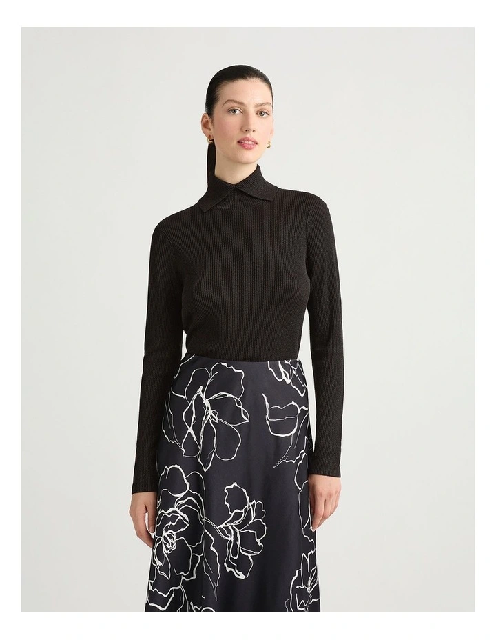 Flora Roll Neck Knit in Black Sparkle image 2