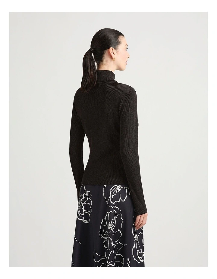 Flora Roll Neck Knit in Black Sparkle image 3