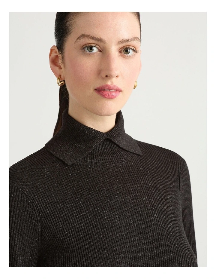Flora Roll Neck Knit in Black Sparkle image 4