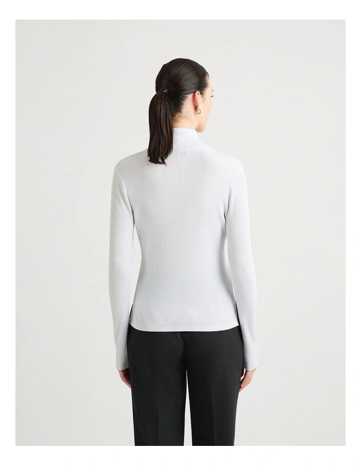 Flora Roll Neck Knit in Silver Sparkle image 3