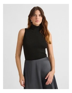 Kaiah Cable Knit Tank in Black