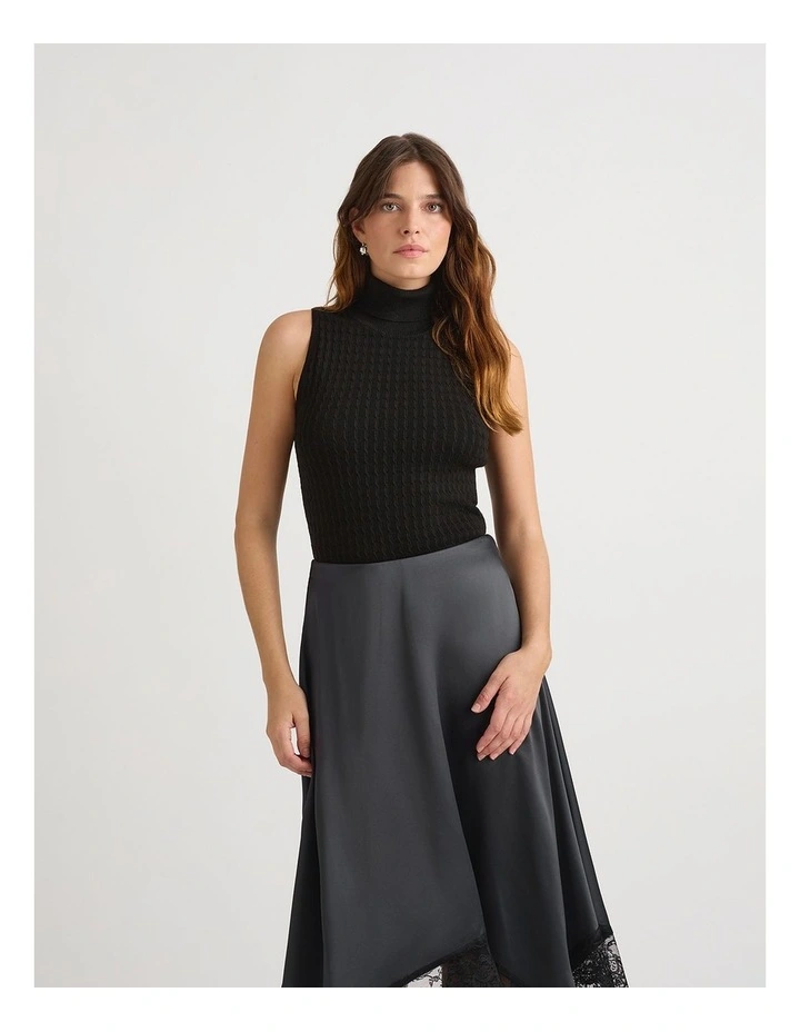 Kaiah Cable Knit Tank in Black image 2