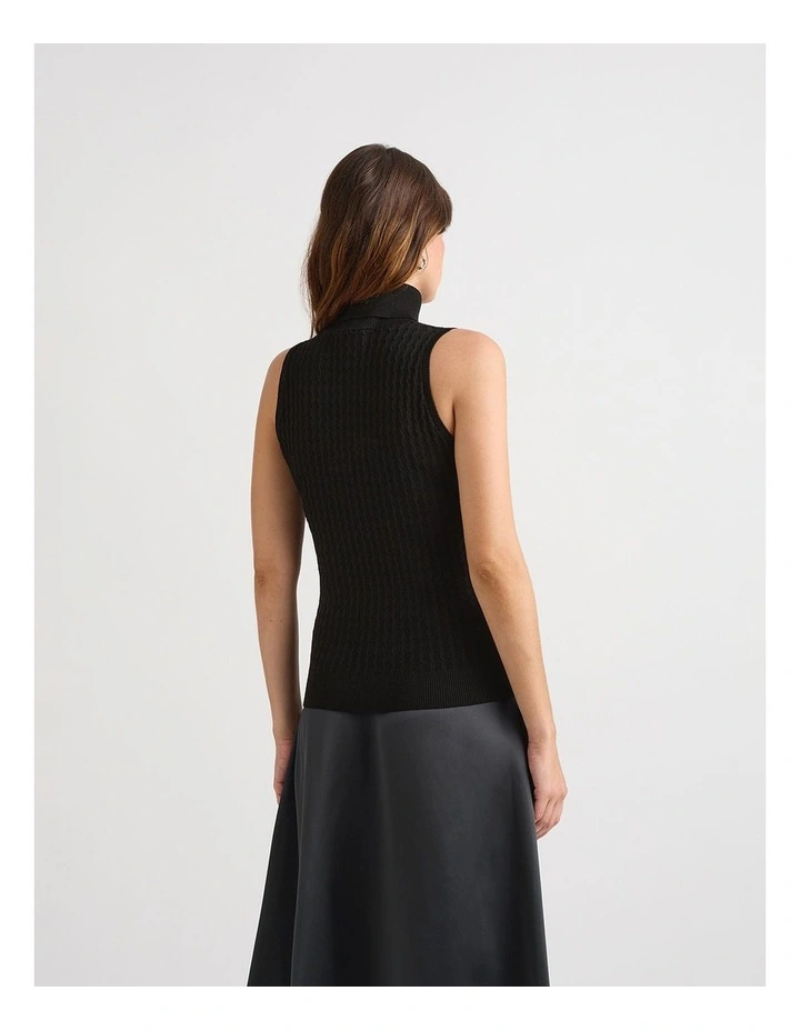 Kaiah Cable Knit Tank in Black image 3
