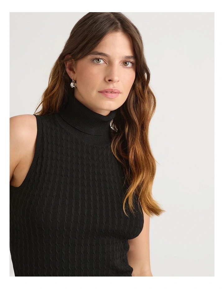 Kaiah Cable Knit Tank in Black image 4