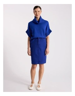 Roll Neck Gilet in Cerulean Blue