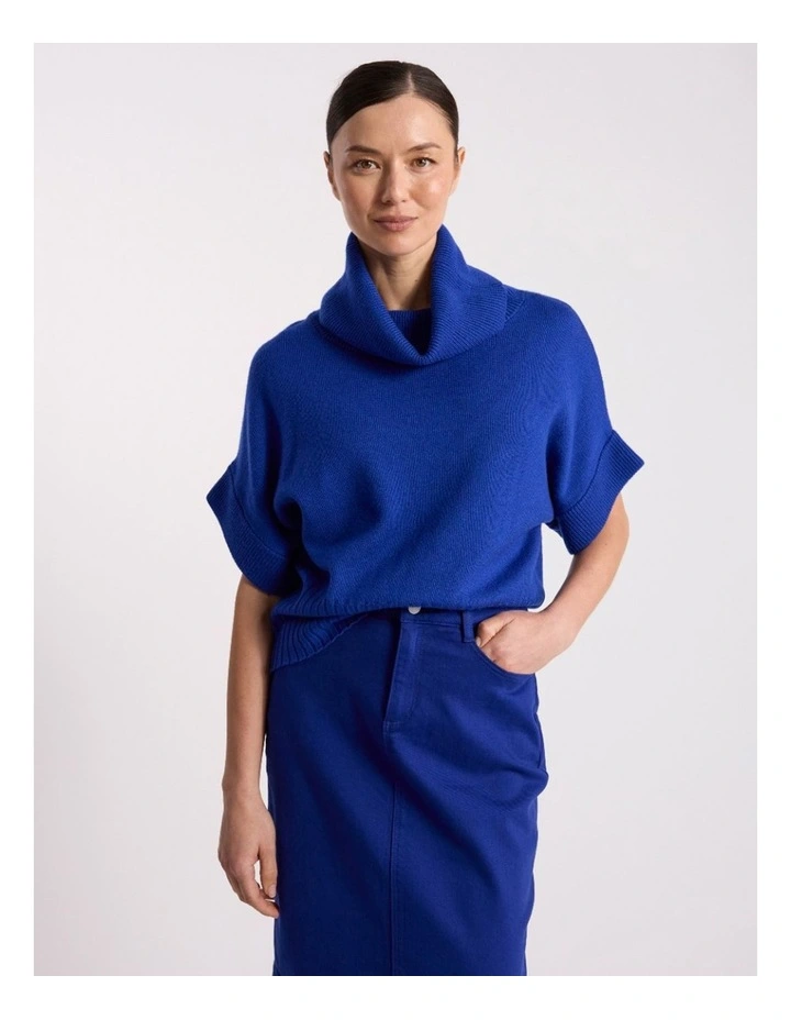 Roll Neck Gilet in Cerulean Blue image 2
