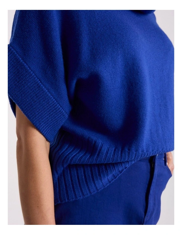 Roll Neck Gilet in Cerulean Blue image 3