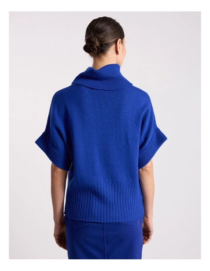 Roll Neck Gilet in Cerulean Blue image 5