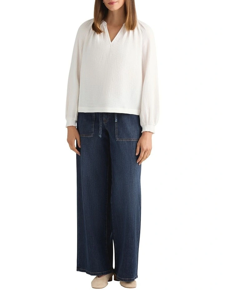 Yana Cotton Crinkle Blouse in Ivory image 1
