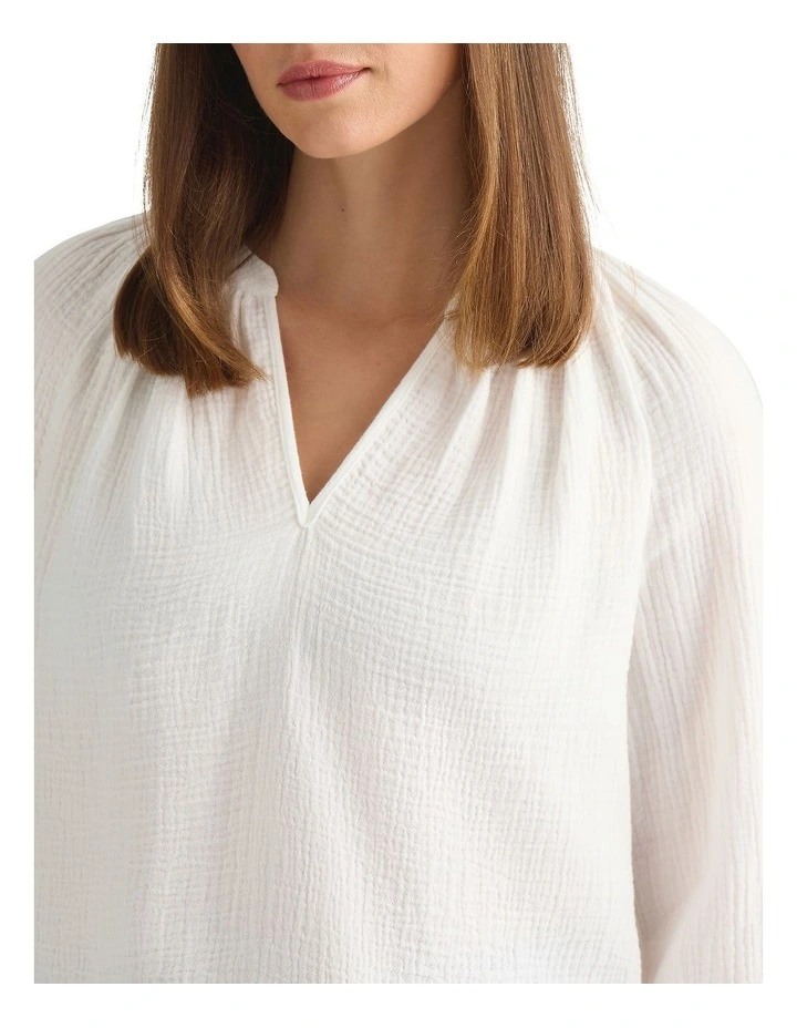 Yana Cotton Crinkle Blouse in Ivory image 3