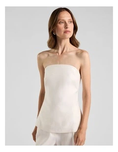 Alima Stretch Linen Top in Ivory
