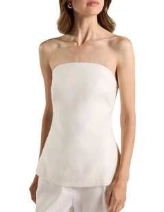 Alima Stretch Linen Top in Ivory