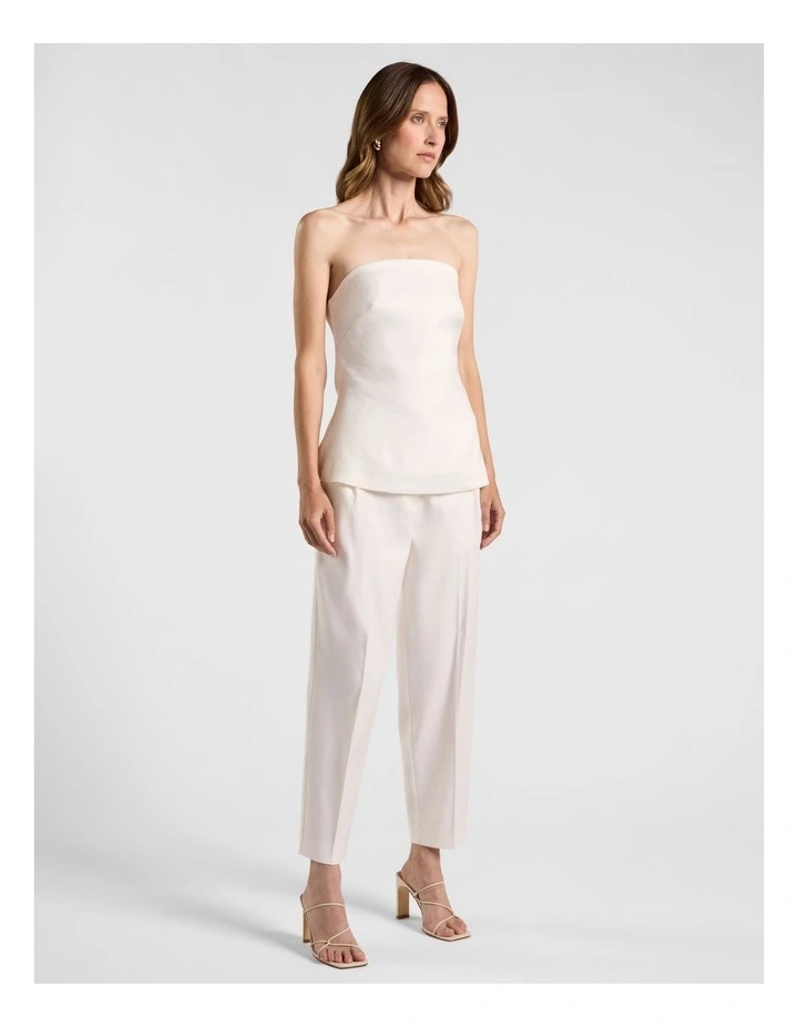 Alima Stretch Linen Top in Ivory image 2