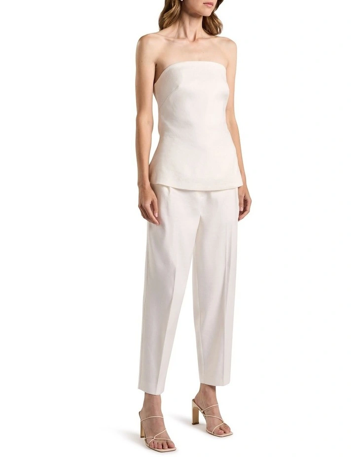 Alima Stretch Linen Top in Ivory image 2