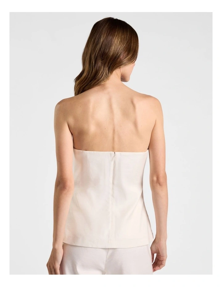 Alima Stretch Linen Top in Ivory image 3