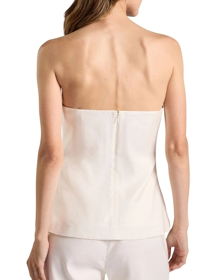 Alima Stretch Linen Top in Ivory image 4