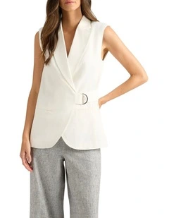 Cirus Linen Blend Vest in Ivory