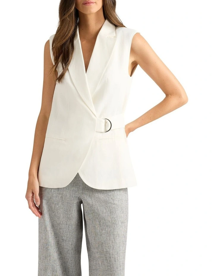 Cirus Linen Blend Vest in Ivory image 1