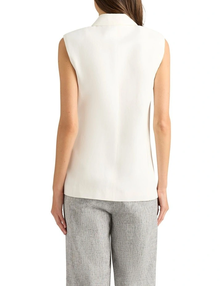 Cirus Linen Blend Vest in Ivory image 2