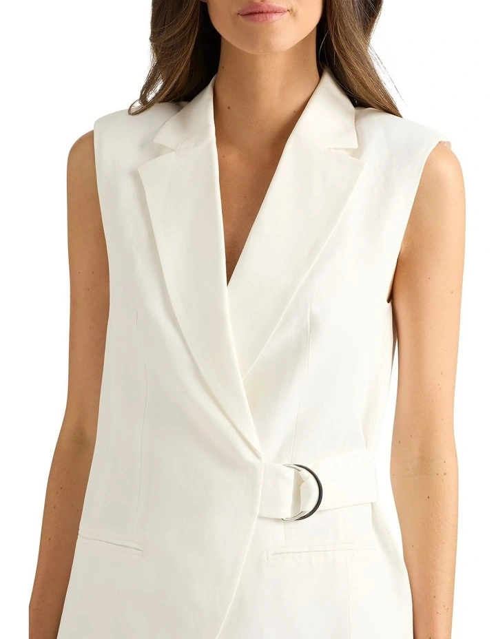 Cirus Linen Blend Vest in Ivory image 3