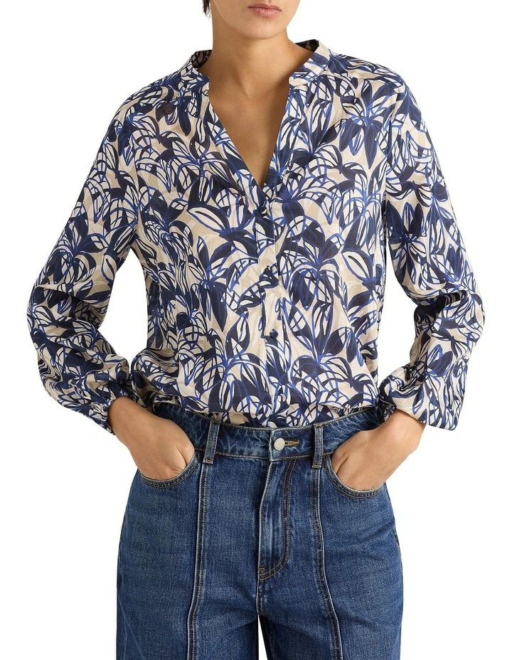 Valeria Cotton Blouse in Navy Multi image 1