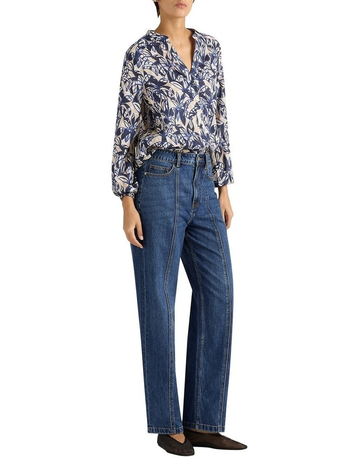 Valeria Cotton Blouse in Navy Multi image 3
