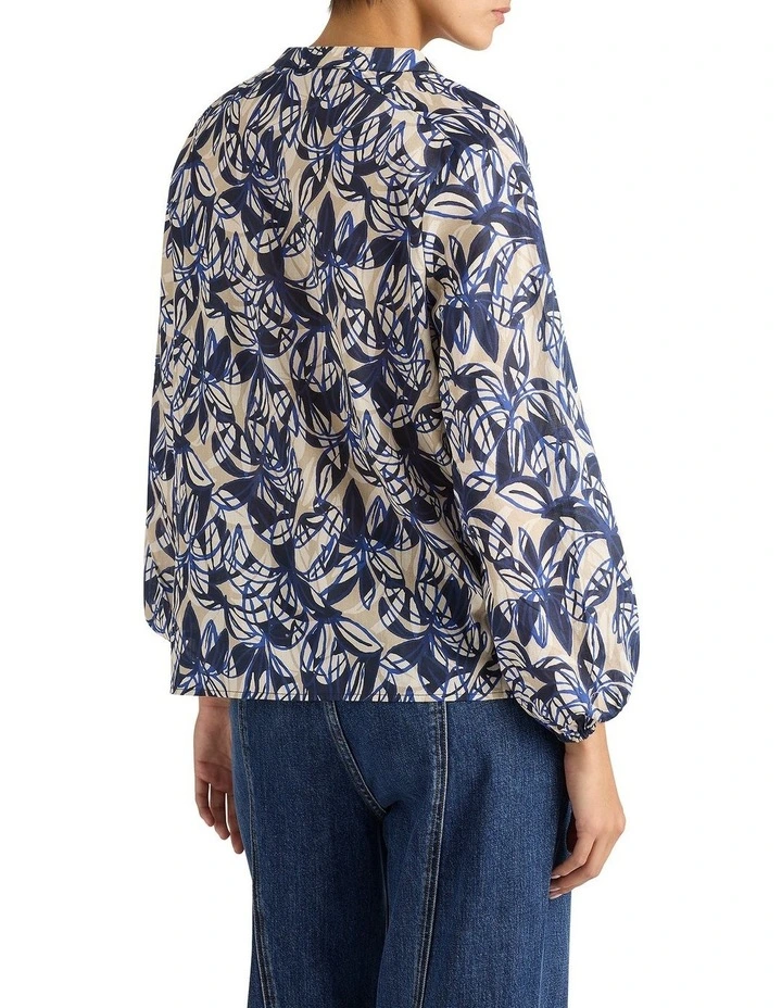 Valeria Cotton Blouse in Navy Multi image 4