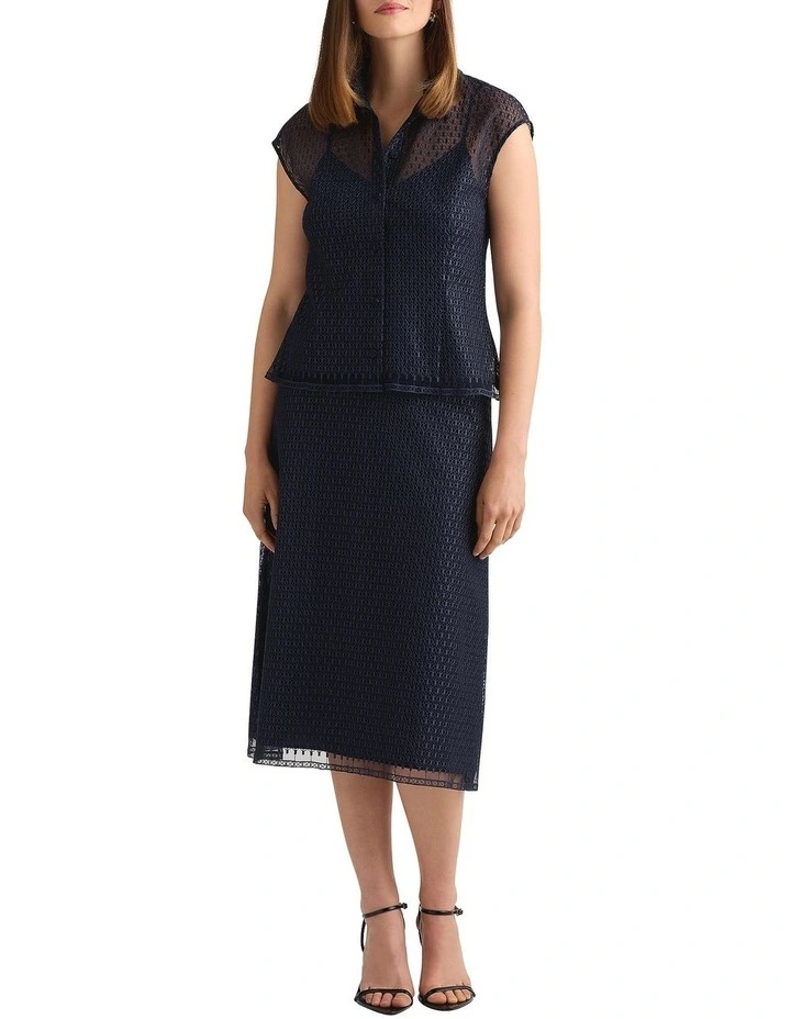 Rosette Lace Top in Navy image 1