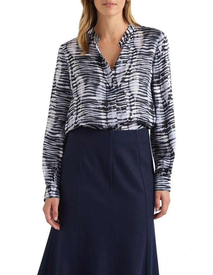 Shibani Silk Blouse in Navy Multi image 1