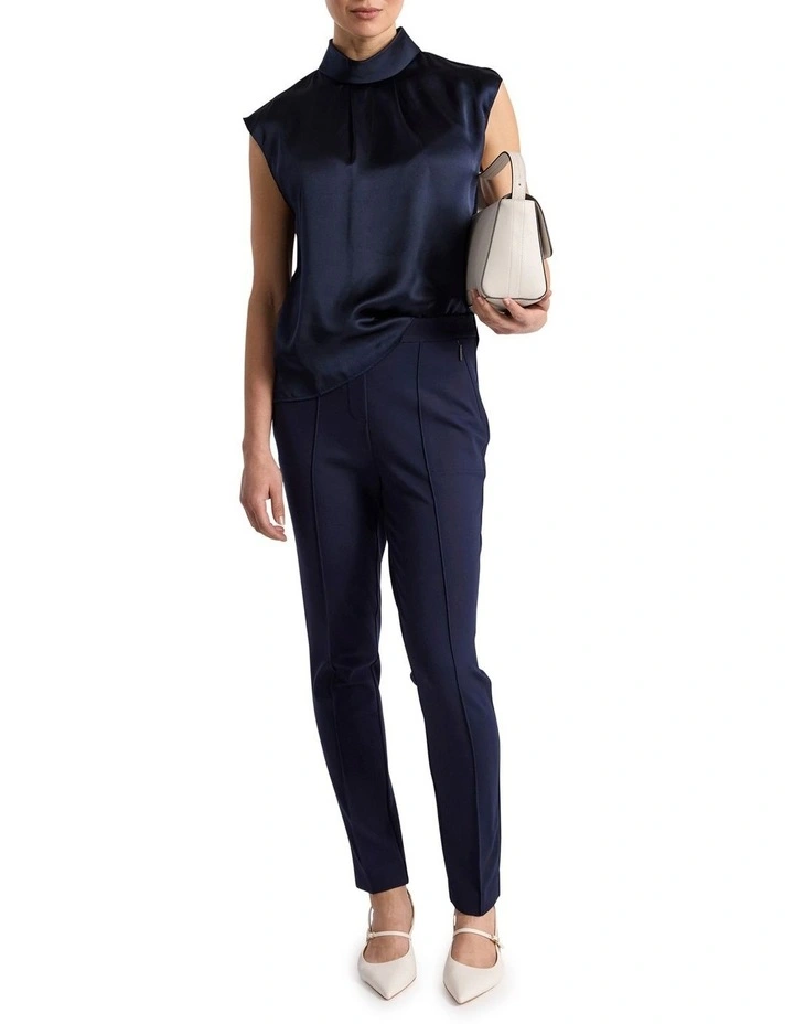 Rikki Silk Top in Navy image 2